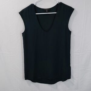 J. Crew Dark Green V-Neck Sleeveless Shell Top